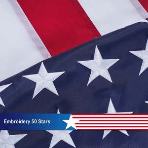 ธงชาติอเมริกัน ขนาด 3x5 ฟุต แบบมีปลอกหุ้มเสา ผลิตในสหรัฐอเมริกา พร้อมดาวปักและขอบสีทอง ทำจากโพลีเอสเตอร์คุณภาพสูง - Product Image 4