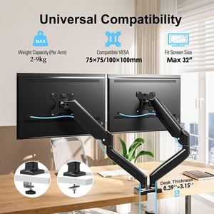 Supporto <span class=keywords><strong>a</strong></span> doppio Monitor completamente regolabile con Grommet Base di montaggio staffa di visualizzazione espandibile per schermi di Computer da 13 <span class=keywords><strong>a</strong></span> <span class=keywords><strong>32</strong></span> pollici - Product Image 6