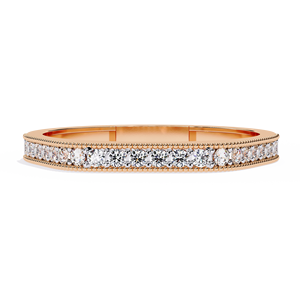 Bague personnalisable en or rose blanc 10 carats faite à la main, diamant naturel taillé en brillant de 0.18 carats, certifiée IGI, ensemble de canaux complets - Product Image 2