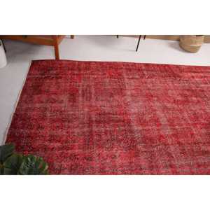Vintage Turkish Rug 5.2x9.4 ft, <b>Red</b> Large Abstract <b>Wool</b> Rug - Product Image 4