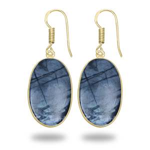 Boucles d'oreilles en jaspe Picasso naturel de qualité supérieure, paire de cabochons, lisses, polies à la main, bijoux de naissance, plaqué or 18 carats, en laiton - Product Image 5