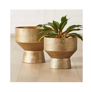 Diseño martillado Juego de 2 macetas de latón Centro de mesa decorativo Ideal para macetas decorativas de mesa - Product Image 3