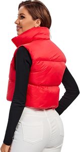 Women's Padded Vest, High Stand Collar <b>Lightweight</b> Zip Crop Puffer 2025 <b>Gilet</b> - Product Image 3