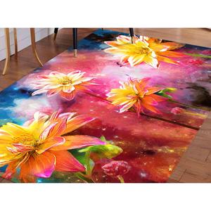 Alfombra con Diseño Floral Amarillo: Apta para Mascotas, Fácil de Limpiar, Alfombra Botánica, Alfombra de Chenilla - Product Image 1