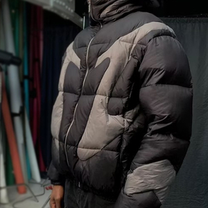 Veste hybride à col montant pour l'extérieur et l'hiver pour hommes, doudoune mince en laine rembourrée imperméable à l'avant - Product Image 2