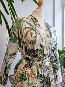 Pur coton indien bloc imprimé été Kimono Floral plage dissimulation confortable Robe de maternité Rose pêche longueur au sol naturel - Product Image 5