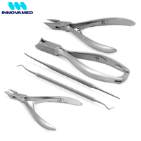 Kit de podologie en acier inoxydable durable 5 pièces, outils de pédicure et manucure, coupe-ongles, lime, sonde, portable, logo personnalisé