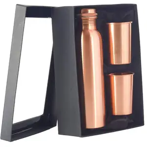Copper water bottle with glass advanced Leak Protection, Durable and Rust Proof Bottle with 2 Glasses for Drinking