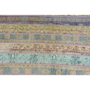 Large Area Bohemian Beige Vintage Turkish Rug 2.7 X 3.1ft Wool Latex Backing Abstract Pattern Patchwork Design for Hallway Room - Product Image 5