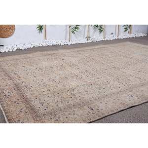 พรมปูพื้นขนาดใหญ่สไตล์ตุรกีลายดอกไม้สีเบจคลาสสิกขนาด6.4x9.4ฟุตทำจากขนสัตว์พรมเย็บปะต่อกันทรงสี่เหลี่ยมผืนผ้าสำหรับห้องรับประทานอาหาร - Product Image 2