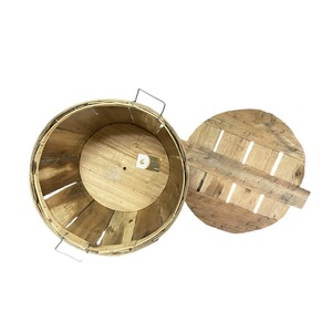 ตะกร้าใส่ปูไม้ทรงกลมขนาด OEM พร้อมฝาปิด - Product Image 2