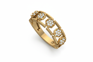 Anillo de Eternidad Geométrico Moderno de Oro de 14K y Diamantes Naturales para Mujer - Product Image 3