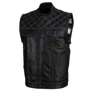 Otoño nueva moda hombres cuero Biker chaleco invierno transpirable chaleco hecho en Pakistán - Product Image 3