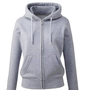 Sweat-shirt décontracté pour femme, coupe régulière, polaire respirant, fermeture éclair, avec poche kangourou et logo sur le devant - Product Image 1