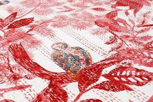 Costura a mano Reversible Kantha edredón estilo indio impreso algodón acolchado hecho a mano antiguo Vintage Kantha colcha edredones - Product Image 2