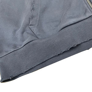 Hot-Sale Distressed Washed <b>Thick</b> Cotton <b>Men</b> Vintage Zip up <b>Hoodie</b> Custom Screen Printing Heavyweight Sun faded Rhinestone <b>Hoodie</b> - Product Image 3