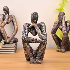 Copper <b>Thinking</b> Trios Sculpture Set Art Deco Style Metal & Resin Handicraft for Office & Living Room Home Decoration - Product Image 4