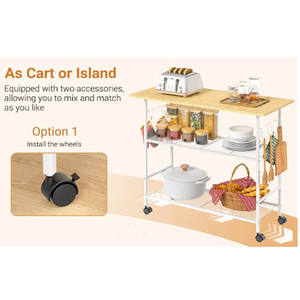 Isla de Cocina Moderna de 3 Niveles con Almacenamiento, Construcción de Metal y MDF, Fácil Instalación - Product Image 3