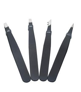 Private Label Rose Noir Sourcils Spoolie Ciseaux Rasor Ensemble de Pinces à Épiler Outils Pinces à Sourcils Personnalisées Avec Brosse et Étuis - Product Image 1