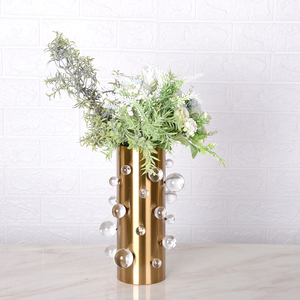 Luxury Brass Floor Flower Vase <b>Crystal</b> Beads Handmade Eco-friendly Modern Design Customizable Colors High Quality Home Decor - Product Image 2