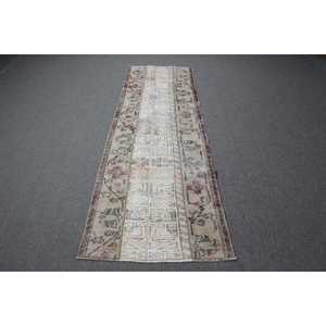 Tapis turc vintage 2,7x8,2 pieds, tapis en laine blanche - Product Image 1
