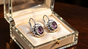 Pendientes de clip de plata 925 con amatista Art Palace, diseño vintage en forma de candado, engaste de bisel, joyería para mujer - Product Image 3