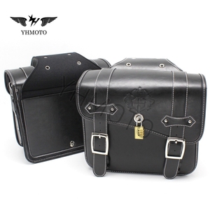 Para Harley Touring Heritage Davidson Dyna Softail Kawasaki Universal motocicleta sillín lateral bolsa alforjas caja paquete - Product Image 3