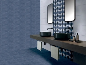 Orientbell Céramique 300X600 SBM Cementum Bleu LT Finition Mat Carrelages pour Salle de Bain Cuisine Dosseret Toilette Carrelages Mur Sol - Product Image 2