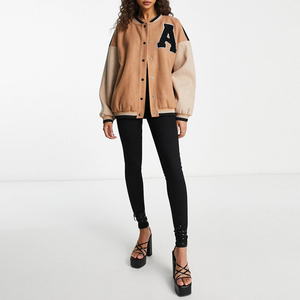 2025 nuevo diseño ligero cómodo chaqueta Varsity para mujer superventas chaquetas Varsity para mujer logotipo personalizado precio tejido - Product Image 4