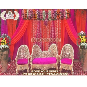 Ensemble de canapés de mariage sculptés lourds et élégants Canapé de mariage design pour la cérémonie Roka Dernier ensemble de canapés de mariage pour la décoration de scène - Product Image 1