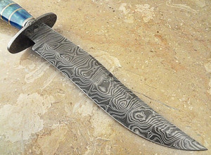 Personalizable DIY supervivencia caza Bowie cuchillo hecho a mano de acero de Damasco con mango resucitado vaina soporte OEM - Product Image 2