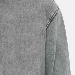 Heavyweight 420 Gsm Acid Wash Hoodie Custom Logo Front <b>Men</b> Distressed Dark Grey Polyester/Cotton Quick Dry Winter OEM 2026 - Product Image 5