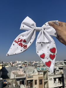 Wholesale Cotton Fabric Sequin Silk Beaded Elegant Big <b>Bow</b> Hair Clips <b>Ribbon</b> Fashion Wedding Bridal Valentine's Day Handmade - Product Image 6