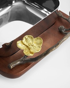 เครื่องใช้บนโต๊ะอาหารแบบชั้นเดียวลายกล้วยไม้สีทองทันสมัยจานทรงวงรีสามชั้นสำหรับเตียงในบ้านและห้องรับแขกโต๊ะในห้องครัว - Product Image 3