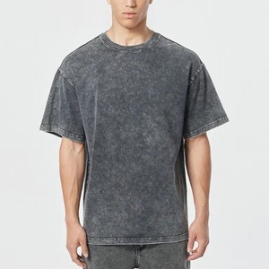 Venta al por mayor 100% algodón de los hombres camiseta de gran tamaño Unisex ácido lavado gráfico Vintage Streetwear Hip Hop estilo o-cuello Jersey en blanco - Product Image 1