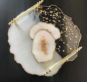 BANDEJA DE SERVICIO EPOXI DE RESINA PERSONALIZABLE CON ESTILO ARTE Diseño rectangular para el hogar Restaurante Hotel Bandeja de resina - Product Image 4