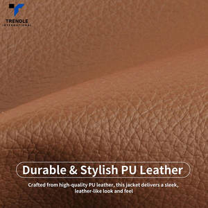 Blousons d'hiver en cuir pour hommes, fabriqués au Pakistan, à col montant fin, avec logo frontal, haute qualité, style urbain, respirants - Product Image 5