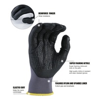 Gants de protection industrielle antidérapants en nylon et spandex 15 jauges, avec points personnalisés 3/4 enduits de nitrile micro-mousse pour une meilleure adhérence
