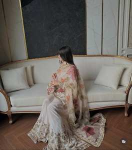 FATEMA FASHION – Ensemble Gharara Prêt-à-Porter en Soie Chinon Lourde avec Broderie de Paillettes, Coupe Ample, pour Femme, Tenue de Soirée - Product Image 3