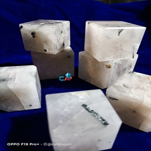 Poli Rutile Quartz Tourmaline Figurine Naturel Agate Cristal Cube Gravé Dessous De Verre pour La Décoration Intérieure Guérison Amour Pierre Précieuse - Product Image 4