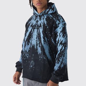 Offre Spéciale Logo personnalisé surdimensionné bouclée imprimé bord brut pull hommes sweats à capuche basiques coton Streetwear sweat avec poches - Product Image 1