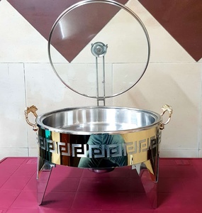จานทำจากสเตนเลสสตีลพร้อมฝาแก้วสำหรับบุฟเฟ่ต์อาหารมือสองร้านอาหารโรงแรมบริการจัดเลี้ยง5L รูปแบบกลม - Product Image 6