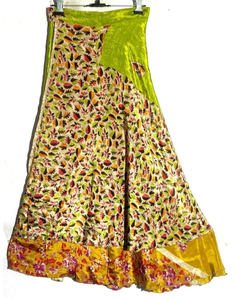 กระโปรงผ้าไหมส่าหรี2ชั้นลายดอกไม้สไตล์วินเทจป้องกันไฟฟ้าสถิตย์กระโปรงฮิปปี้ระบายอากาศได้ดี - Product Image 1