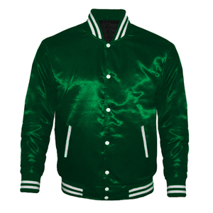 Chaqueta Bomber Varsity de satén Chaqueta Bomber de satén de poliéster de buena calidad personalizada Chaqueta Varsity de béisbol Hecho en Pakistán - Product Image 1