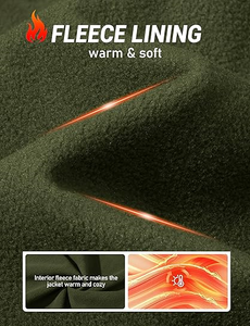 Chaqueta Softshell para Hombre, Forrada de Polar, Ligera, Impermeable, Cortavientos, con Cierre, Abrigo de Invierno para Lluvia, Táctica, para Senderismo - Product Image 2