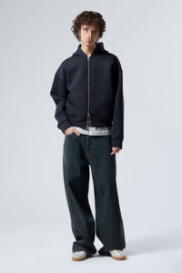 Sweat à capuche zippé lourd 500 g/m² 100 % coton style ample coupe oversize double zip technique lavée imprimé coton à capuche - Product Image 2