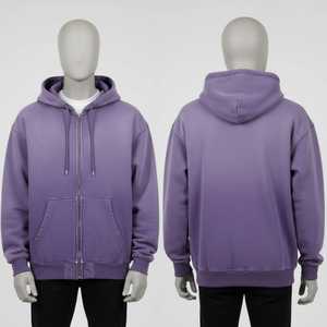 Fabricant de sweats à capuche personnalisés 360 g/m² épais à fermeture éclair intégrale, surdimensionnés, 100 % coton, brodés, unisexe, effet délavé soleil - Product Image 1