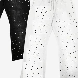 Pantalon de jogging Hip Hop de luxe pour homme Pantalon de survêtement évasé Rhinestone Sparkle Diamond Trendy Streetwear Logo Waist Light - Product Image 2