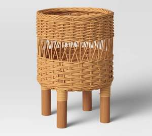 Jardinières en rotin avec support en fer jardinière en rotin naturel avec grand support noir à bas prix - Product Image 4