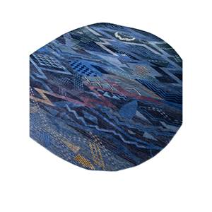 Alfombra Manchaha de Lana y Seda de Bambú Anudada a Mano, Azul, Diseño Abstracto de Gran Tamaño para Sala de Estar, Pasillo, Hecha a Mano LES-6029 - Product Image 1